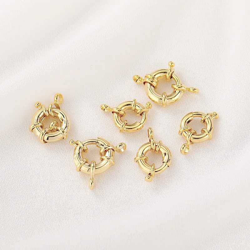 

4pcs 14K Gold Plated Round Spring Clasps Hooks for Bracelet Clavicle Necklace Clasp Connectors DIY Jewelry Making Supplies