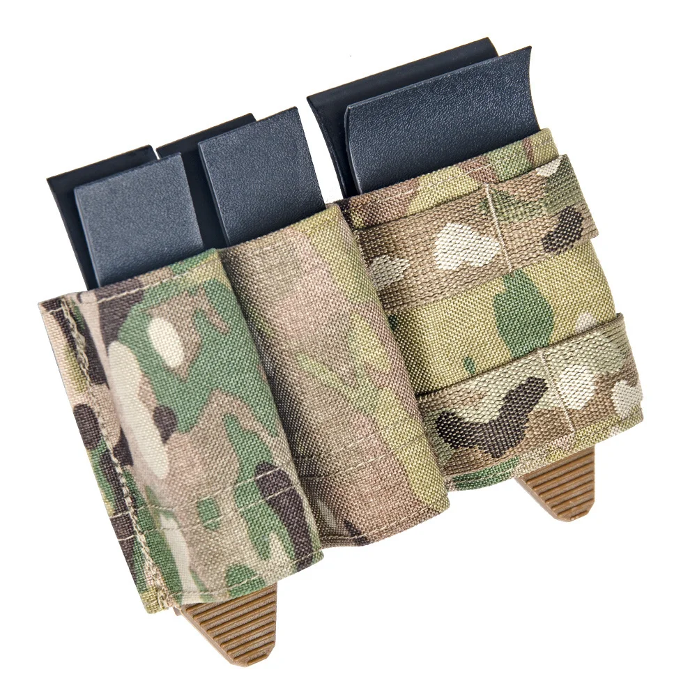 

Tactical MOLLE 2+1 9mm 5.56 MAG Pouch Kydex Wedge Insert KYWI Style Malice Strap Clip TMC Belt Hunting Airsoft Paintball Holster