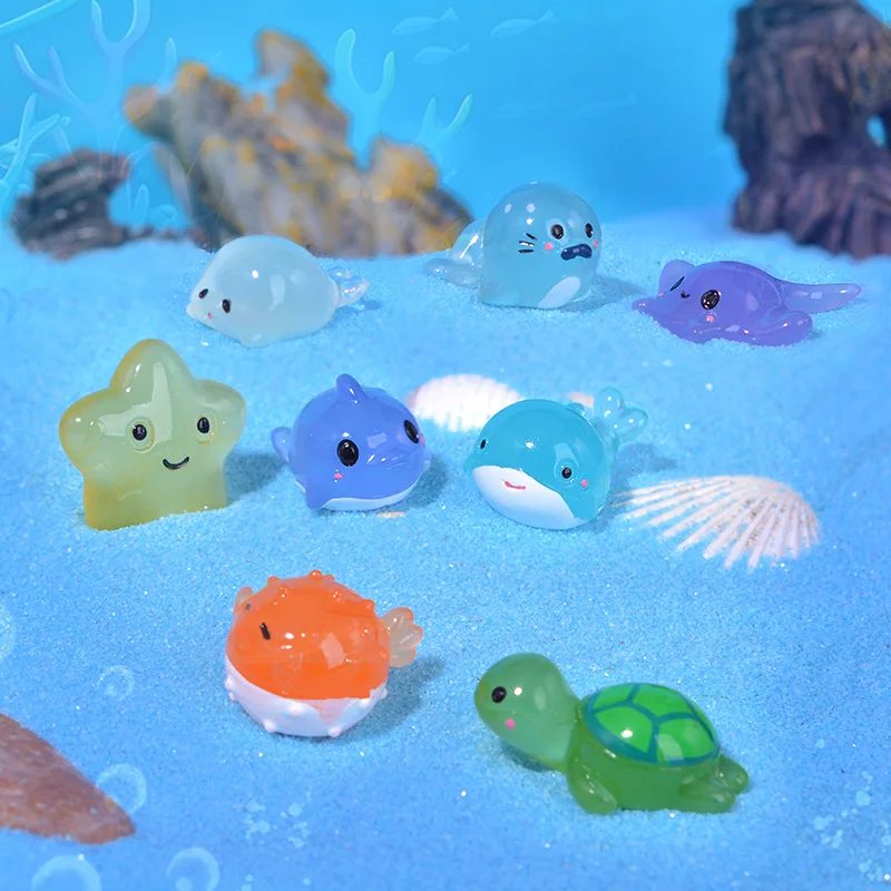 

Micro Landscape Nightlight Marine Animal Decoration Mini Ocean Fish Tank Landscape Decoration Home Furnishing Resin Crafts