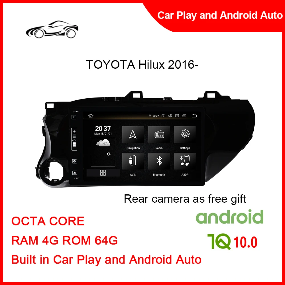 

Big Screen GPS Car 4G For TOYOTA HILUX 2016- 10.1inch RAM 4G ROM 64G Single Din Android Car Stereo Audio Klyde Android Car Radio