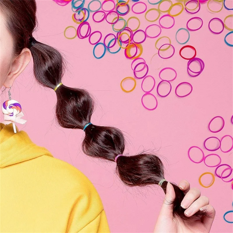 

1000Pcs/Bag Girls Small Disposable Hair Bands Elastic Rubber Band Scrunchie