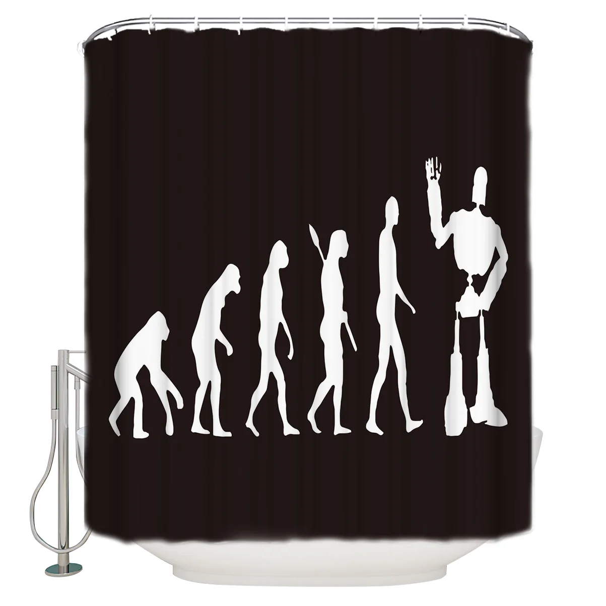 

Human Evolution Shower Curtain Eco-Friendly Bath Curtain with Hooks Polyester Waterproof Curtain Bathroom Decor