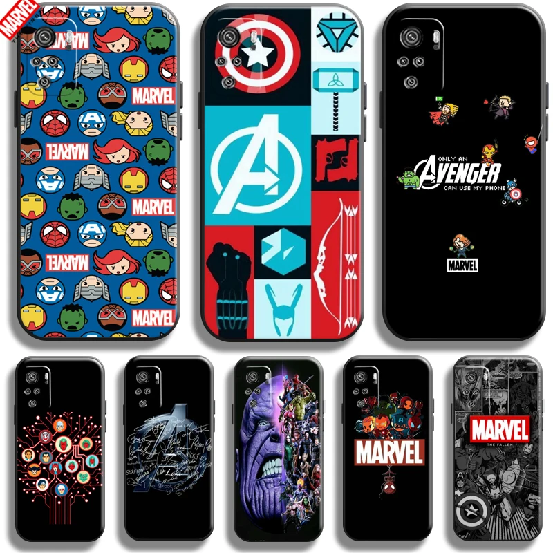

Marvel Avengers Logo Phone Case For Xiaomi Redmi Note 10S 6.43 Inch Coque Funda Black Carcasa Back Bumper Silicone Cover