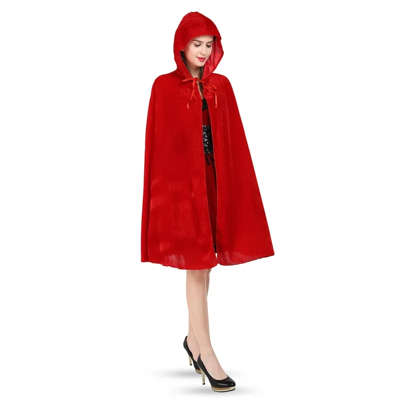 Плащ с капюшоном красная бархатная накидка на Рождество Хэллоуин карнавальный