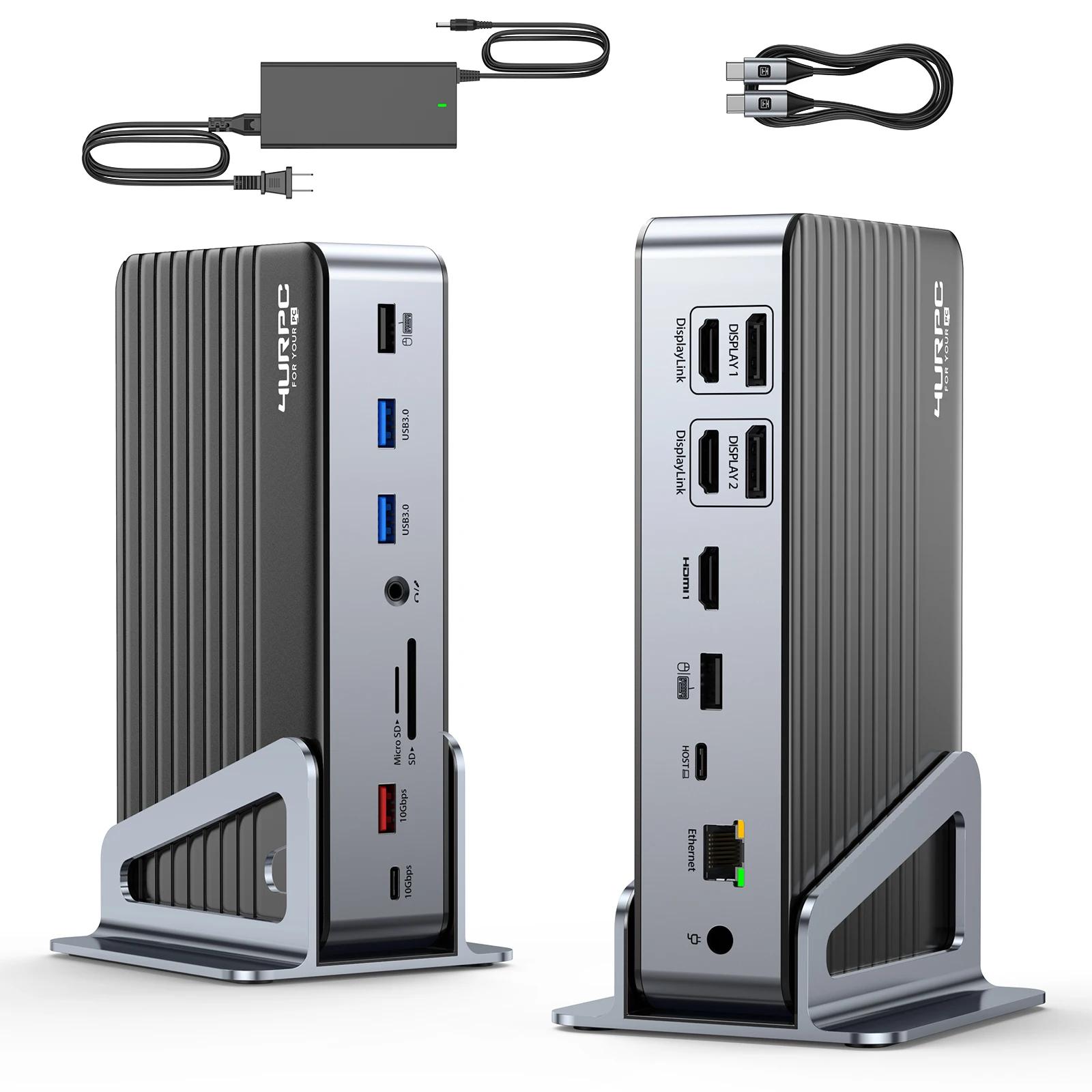 Док-станция для ноутбука 8K с поддержкой 3 мониторов тройной дисплей 4K мощностью 120