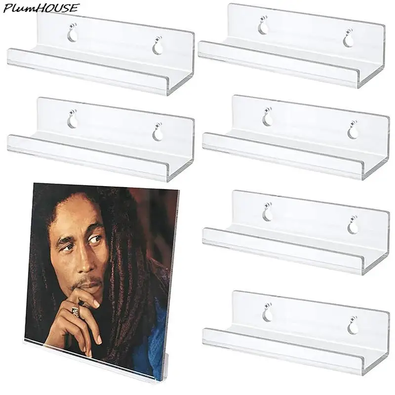 

1PC Clear Record Shelf Wall Mount Holder Wall Acrylic Album Record Holder Displayl Single Tier Record Holder