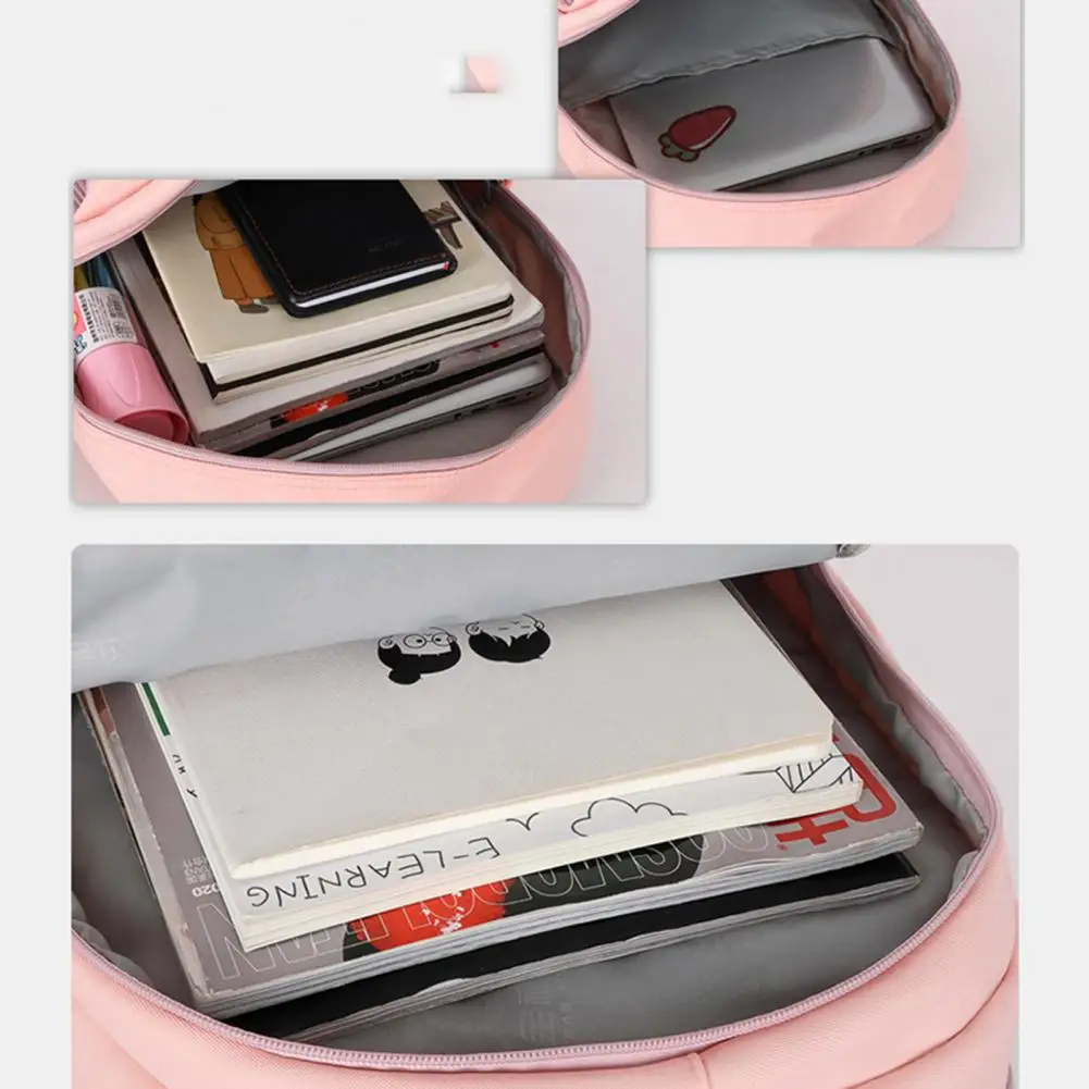 1-6 Grades Girls Bookbag Solid Color Large Capacity Smooth Zipper Backpack School Bag for Primary School Students