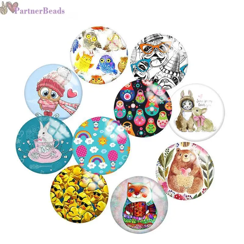 

Animal Pattern Round Photo Glass Cabochon Demo Flat Back Making Findings 20mm Snap Button N4671