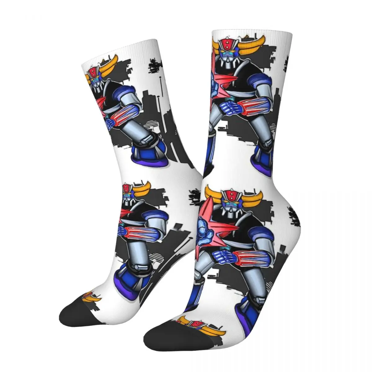 

Men's compression Socks Robotic Attack Vintage Harajuku UFO Robot Gr Japanes 80s TV Hip Hop Novelty Seamless Crew Crazy Sock