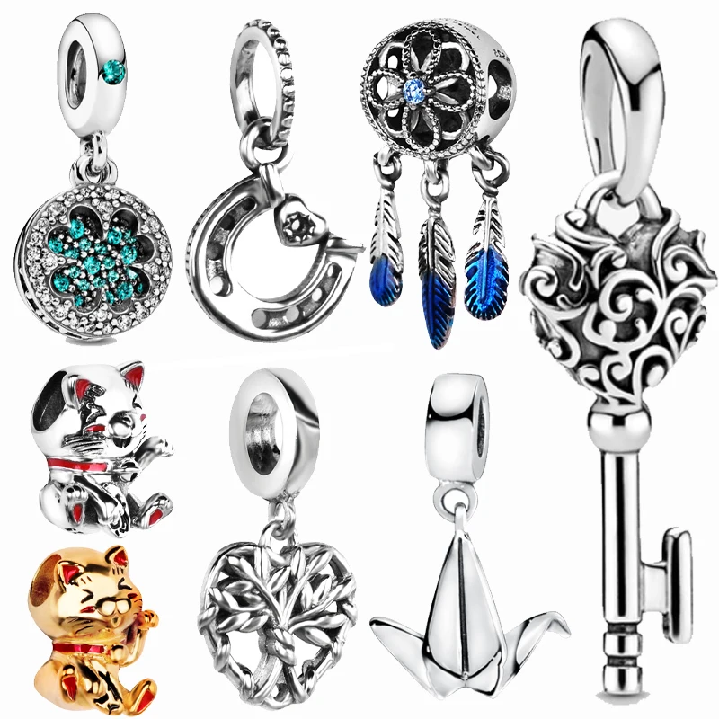 

Classic 925 Sterling Silver Beads Regal Padlock Lucky Key of Love Dangle Charms Fit Original Pandora Bracelet Jewelry Gift