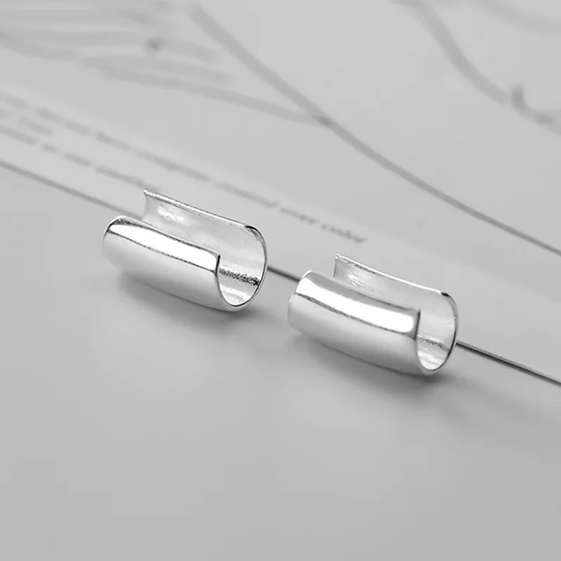Серьги-клипсы женские из серебра 925 пробы с гладкой поверхностью DA1794 - купить по