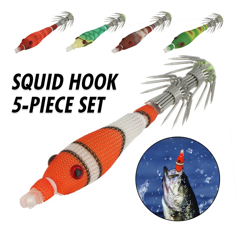 

5Pcs/pack Luminous Shrimp Fishing Bait Fluorescent Squid Jig Hooks Octopus Lure Fishing Bionic Shrimp Accessories