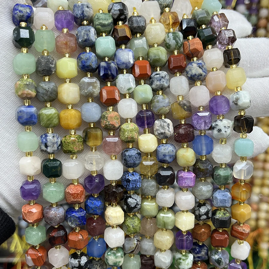 Бусины из натурального камня аметист лазурит граненый куб для изготовления