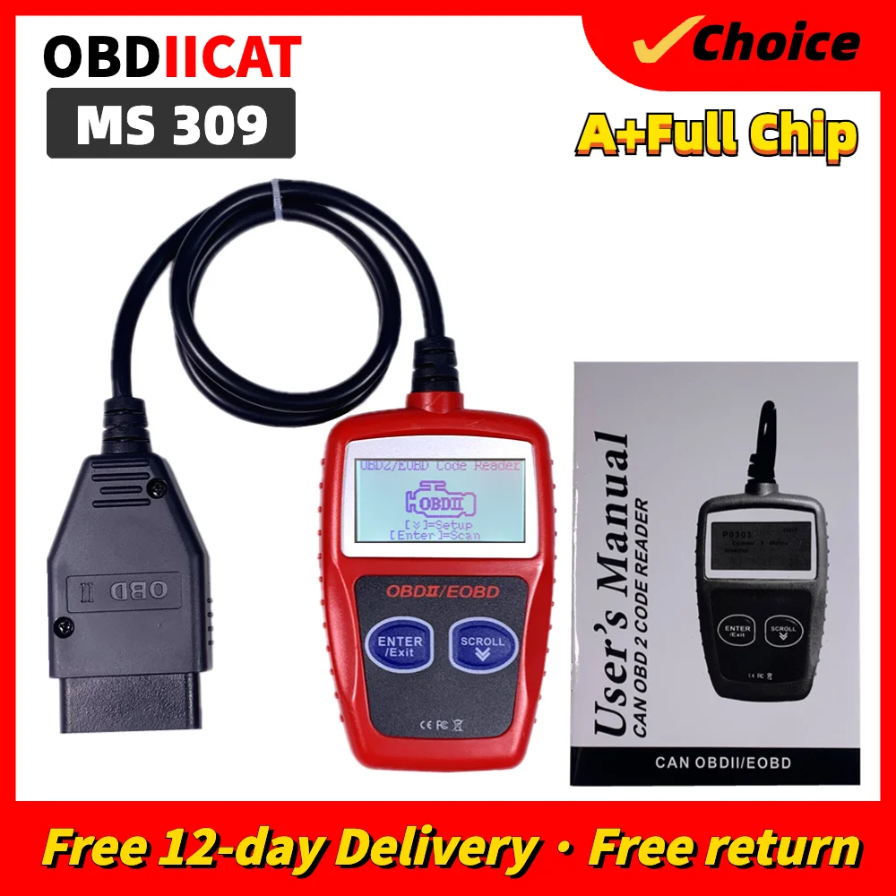 Считыватель кодов MS309 Автомобильный сканер OBDII/EOBD универсальный OBD2 для США и Азии и Европы автомобильный диагностический инструмент
