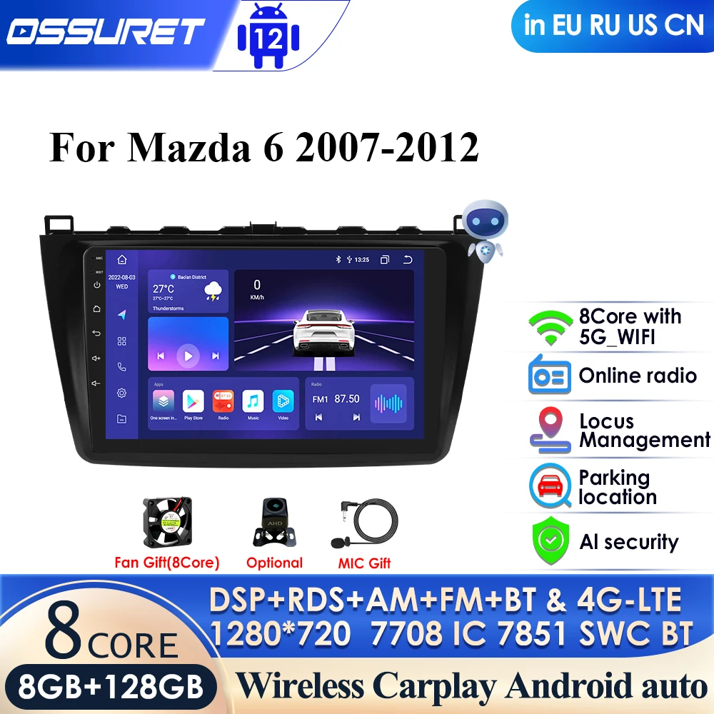 

DSP QLED Screen AI Voice 2 Din Android Auto Radio for Mazda 6 2 GH 2007 - 2012 Carplay 4G NET Car Multimedia GPS 2din Autoradio