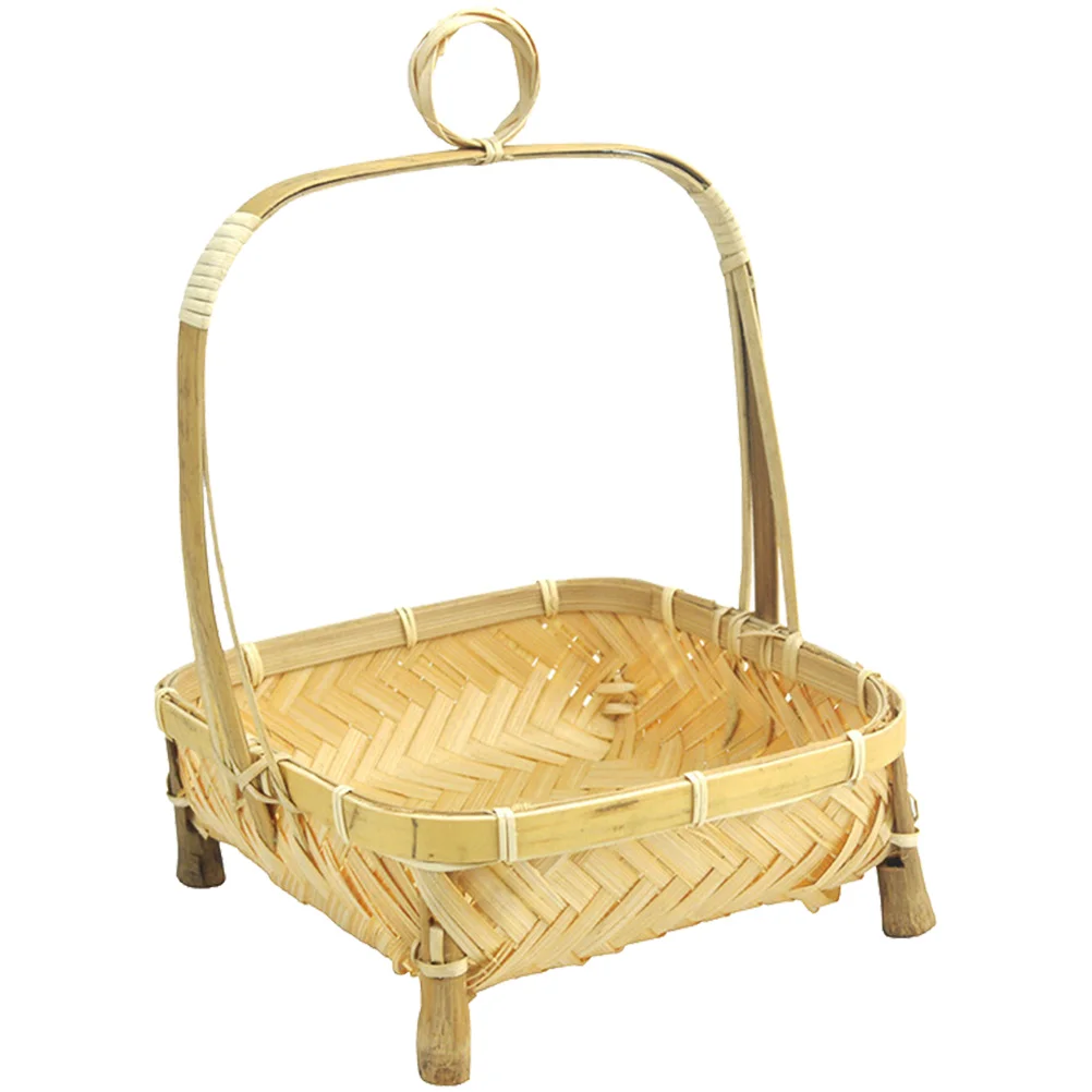 

Basket Holder Fruit Flower Woven Vegetable Hand Basketspicnic Container Weaving