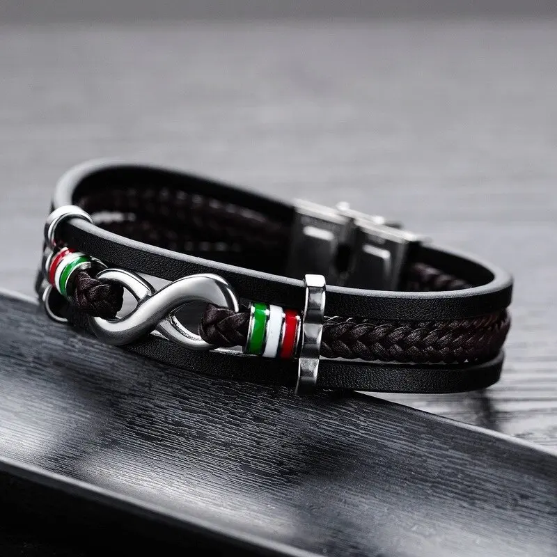 

Fashion Classic Multilayer Braided Faux Leather Bracelet Men's Punk Hip Hop Bracelet Casual Party Accessories