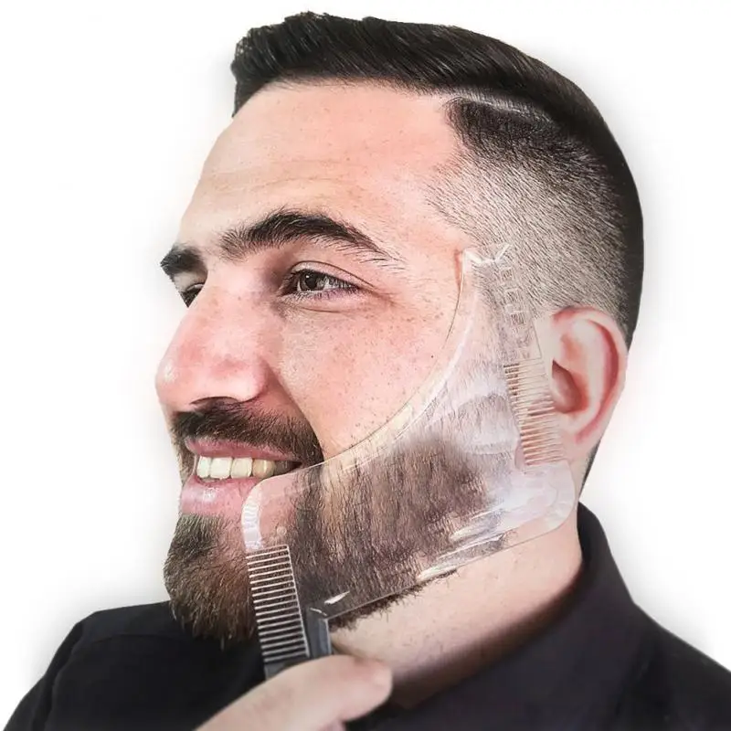 

2022 New Men Beard Shaping Styling Template Comb Transparent Men's moustache moulding Combs Beauty Tool for Beard Trim Templates