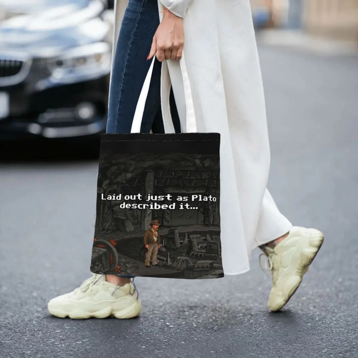 

Just As Plato Described It Women Canvas Handbag Large Capacity Shopper Bag Tote Bag withSmall Shoulder Bag