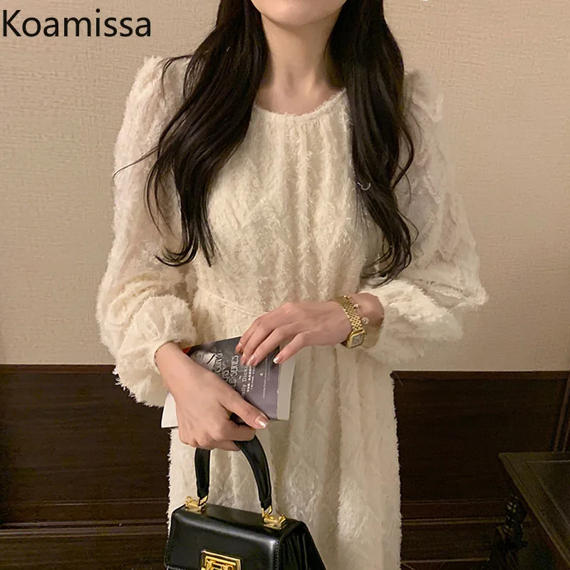 

Женское платье с длинными рукавами Koamissa, с круглым вырезом и бахромой, в Корейском стиле, весна 2022