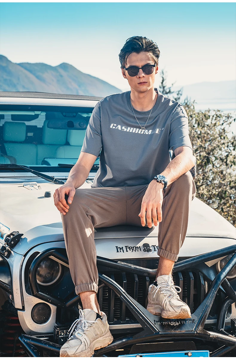 

2652 2023 весенне-летняя 230 г Тяжелая хлопковая Футболка с круглым вырезом и коротким рукавом для мужчин