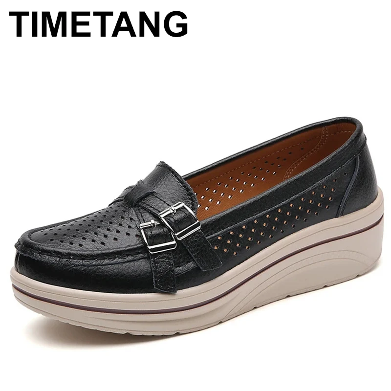 

2023 Spring Autumn Women Flats Platform Loafers Ladies Leather Comfort Wedge Moccasins Orthopedic Slip On Casual Shoes plus size
