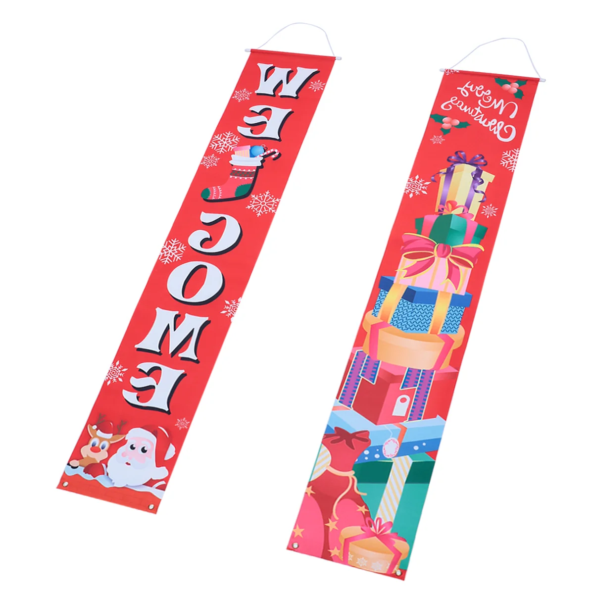 

1 Pair Christmas Front Door Banner Reusable Door Banner Door Decoration for Home