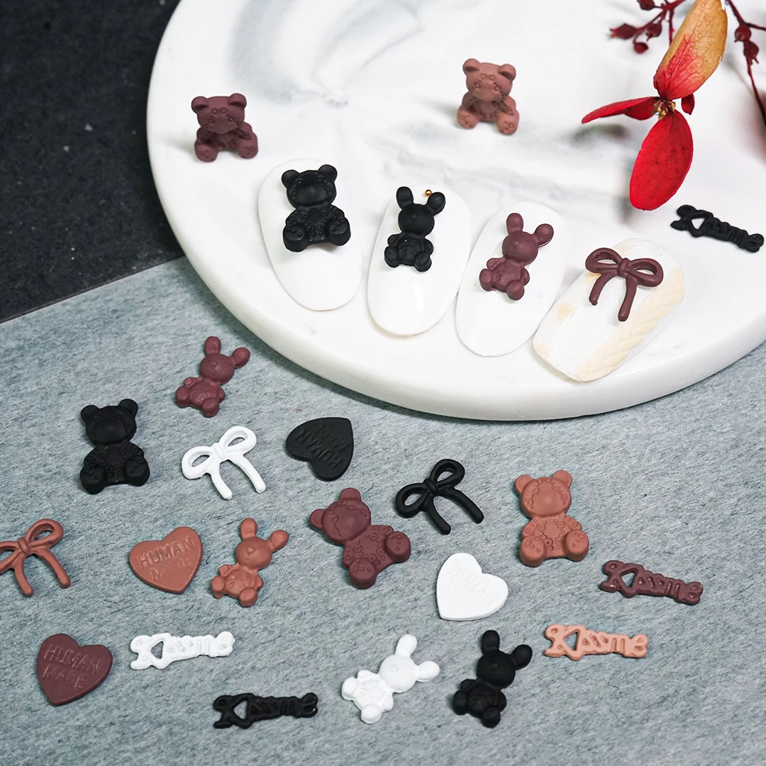 

Nail Charms Cute 3D Bear Letter Heart Bow-knot Alloy Rhinestones Nails Kawaii Art DIY Decorations Accessories Manicure Japanese