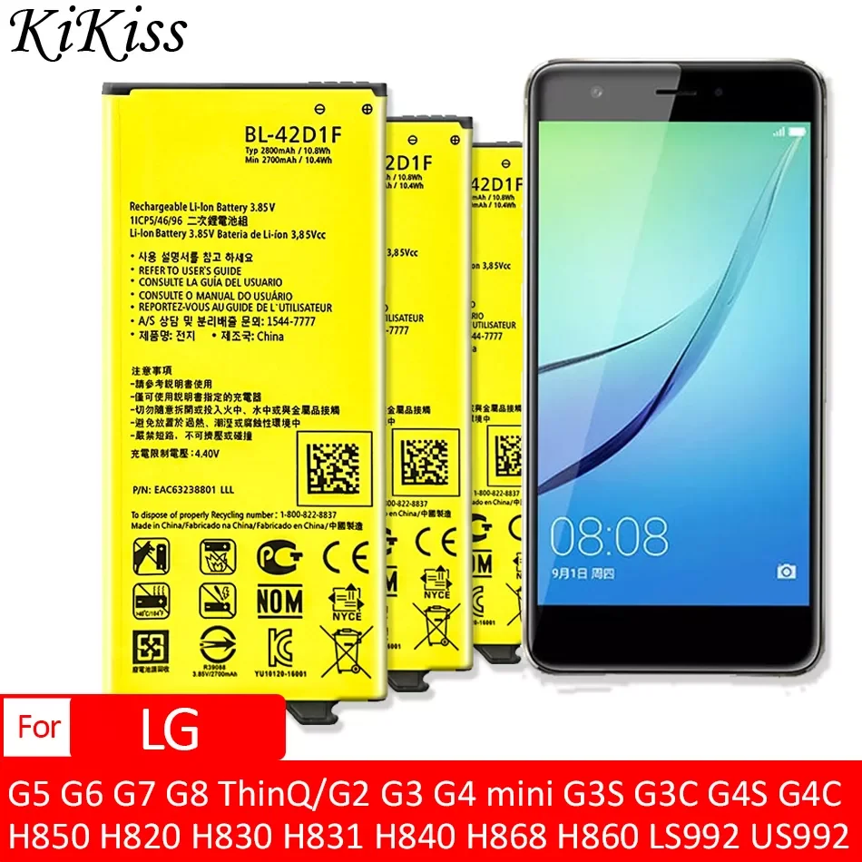 

BL-42D1F Аккумулятор для LG G5 G6 G7 G8 ThinQ/G2 G3 G4 mini G3S G3C G4S G4C H850 H820 H830 H831 H840 H868 H860 LS992 US992 BL 42DIF