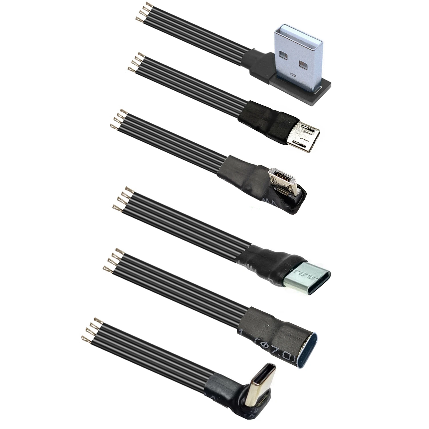 Фото 2 шт. 5В USB Micro mini Type-C штекер (4-контактный) на открытое проводное соединение, кабель питания USB-C для ремонта, зарядный кабель 26AW №2