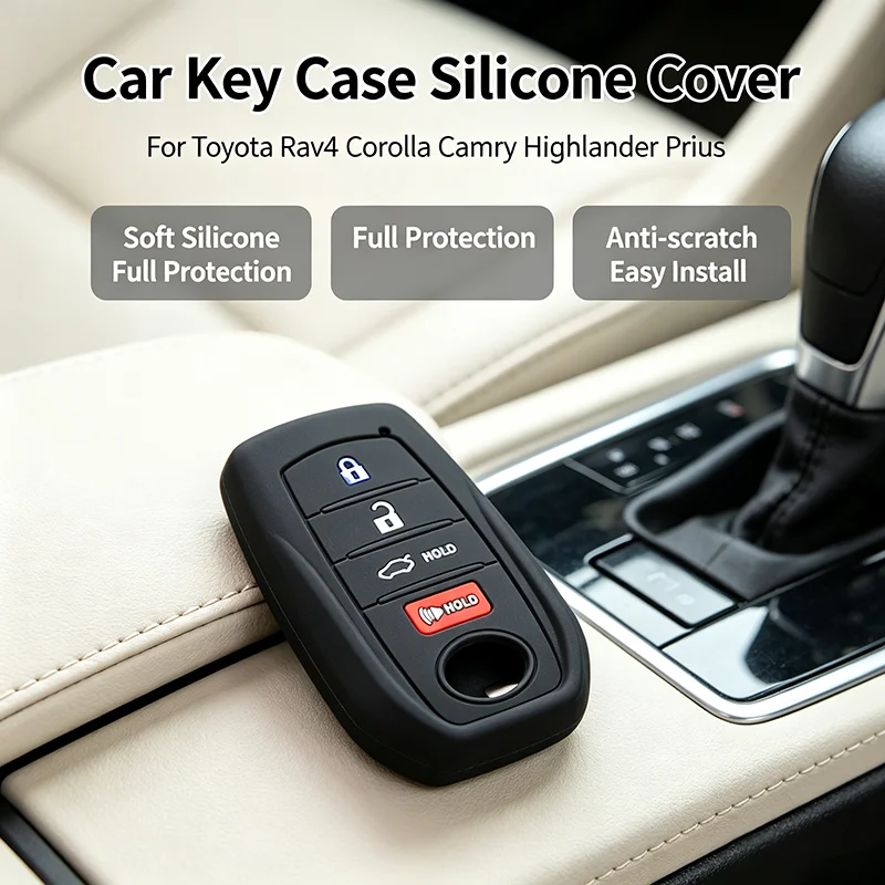 Фото Силиконовый чехол для автомобильного ключа TOYOTA Sienna RAV4 VENZA Mirai Hybrid Vehicles Alphard PREVIA Voxy, на 4 кнопки, замена брелока №1