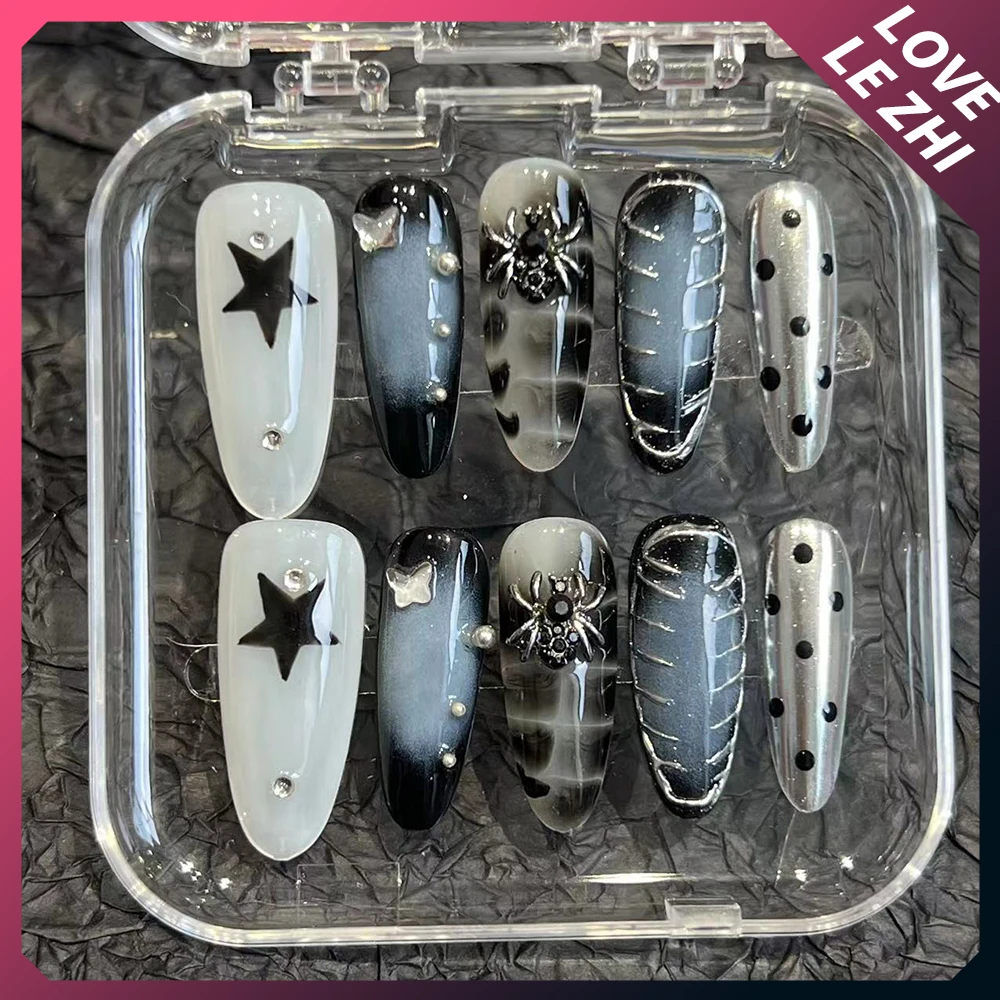 Y2K панк готический чистый ручной работы пресс на гвоздях Fleck металлический паук