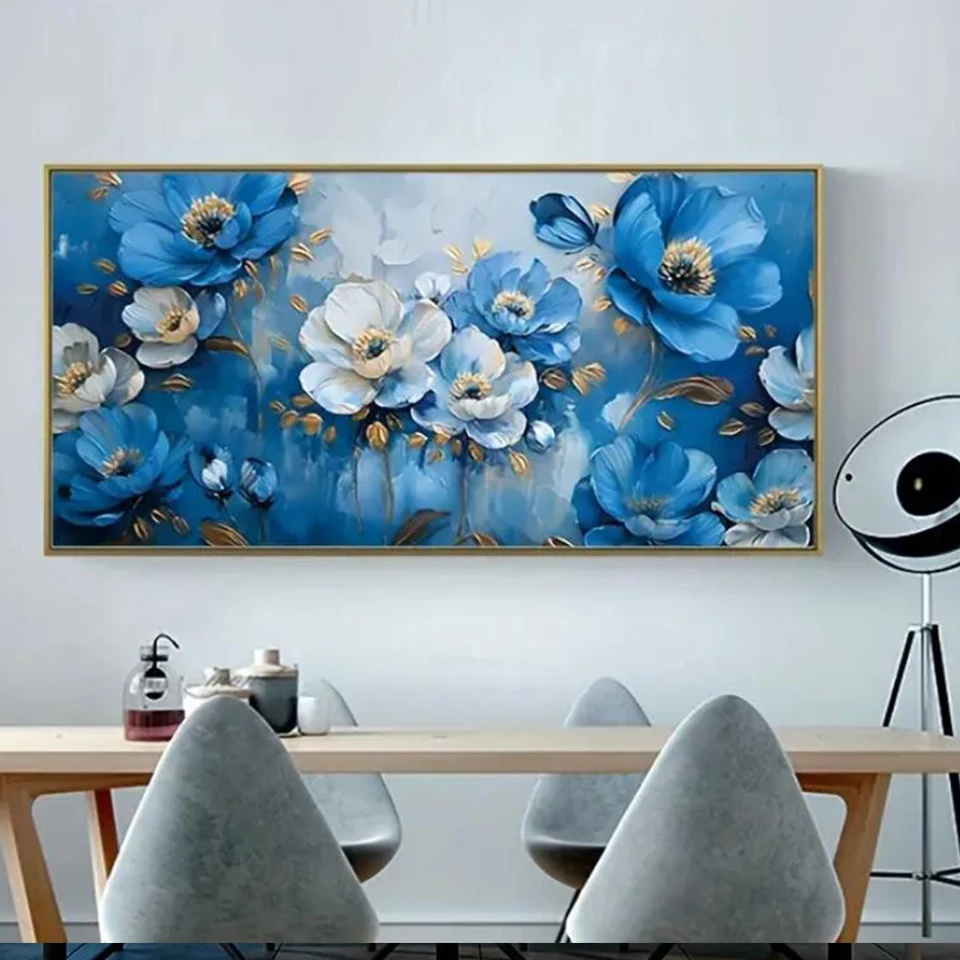 Алмазная мозаика сделай сам картина с большими красивыми синими цветами