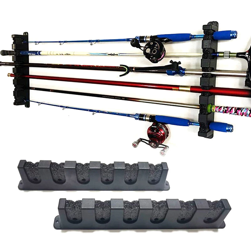 

Fishing Vertical 6-Rod Rack Fishing Pole Holder Rod Holders Wall Mount Modular for Garage