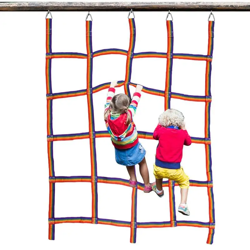 

Climbing Rope Net For Kids Colorful Climbing Cargo Net 57x72.8inch Portable Cargo Net Rope Ladder Monkey Bars For Jungle Swing