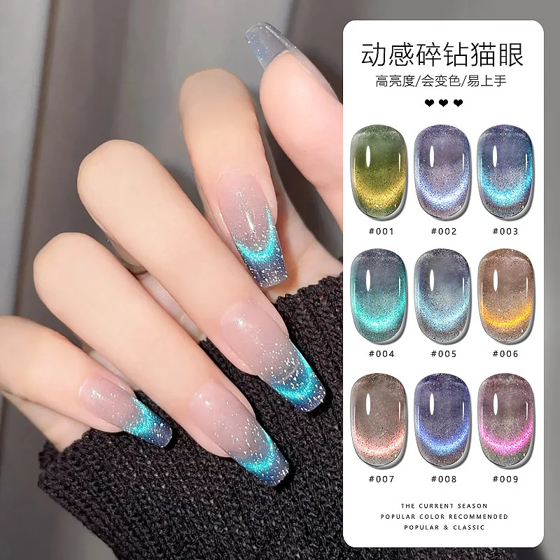 

8ML Reflective Glitter Cat Eye Magnetic Gel Nail Polish Holographic Gel Silver Purple Soak Off UV Gel Varnish Rainbow Gel