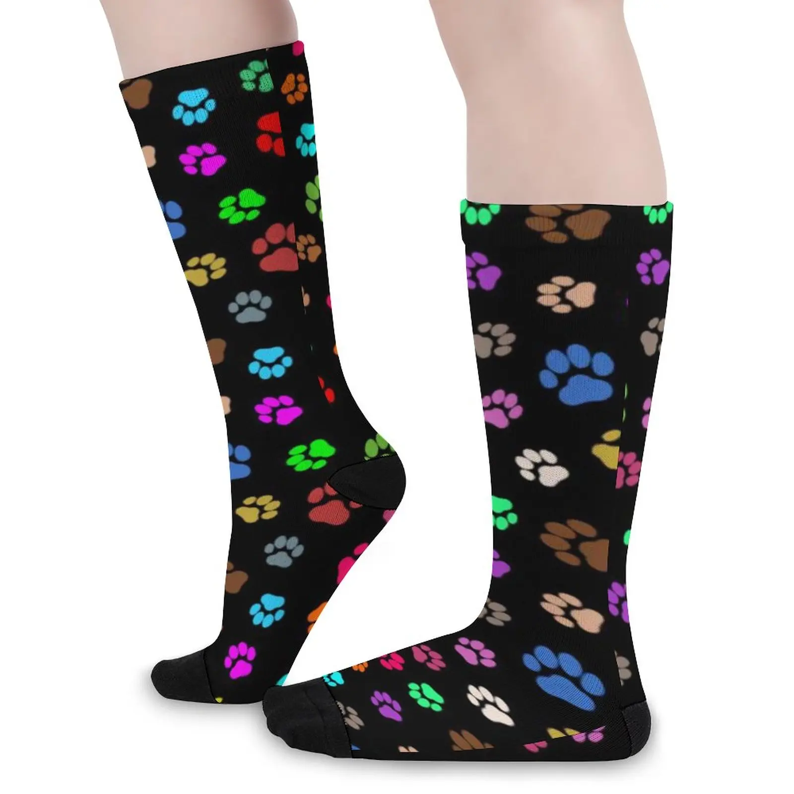 

Цветные носки с собакой-поусом, Осенние разноцветные чулки с принтом лап, современные мягкие носки унисекс, дизайнерские нескользящие носки для велоспорта