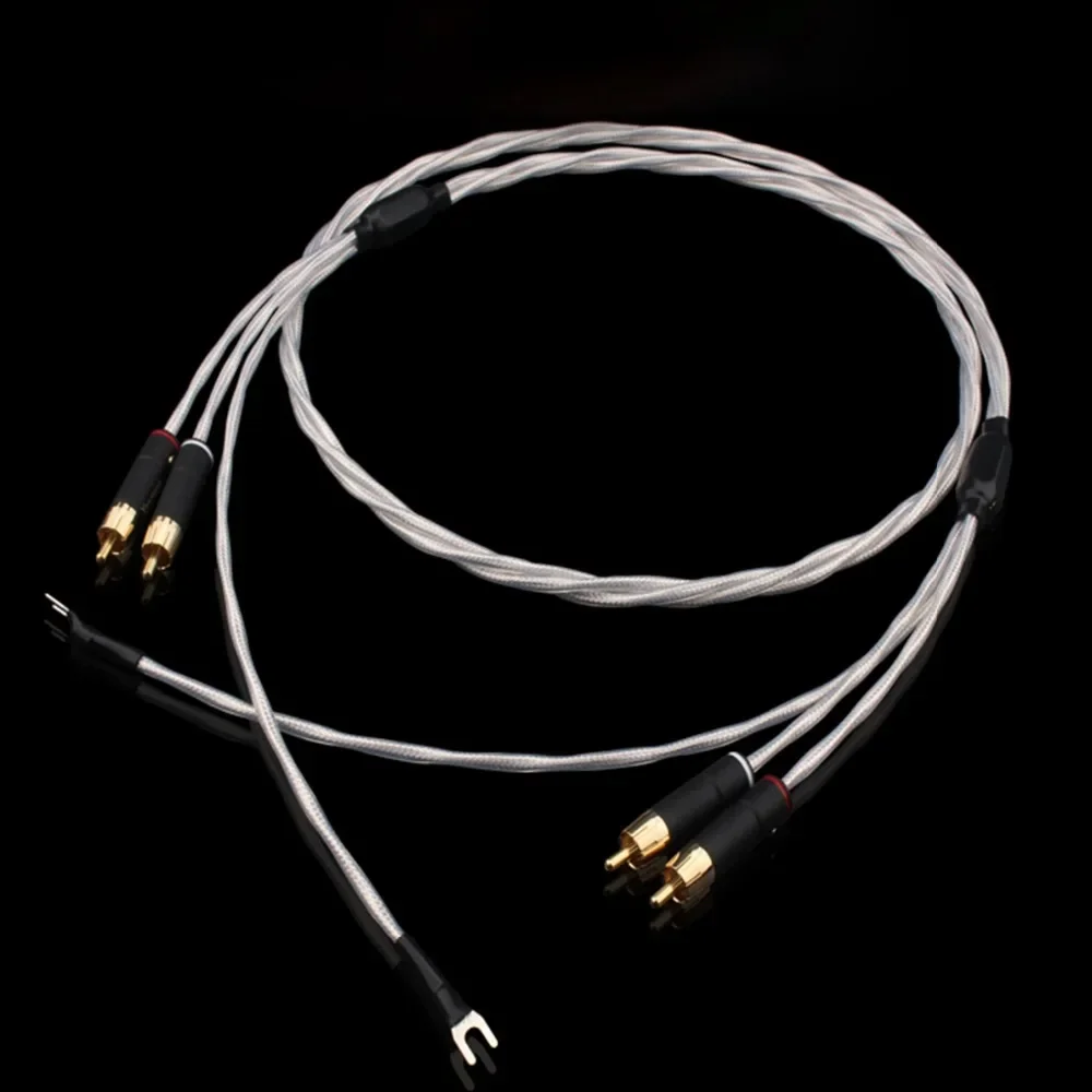 Высокое качество HIFI 7N OFC 2RCA между мужчинами и посеребренным экранированным Sire Vinyl