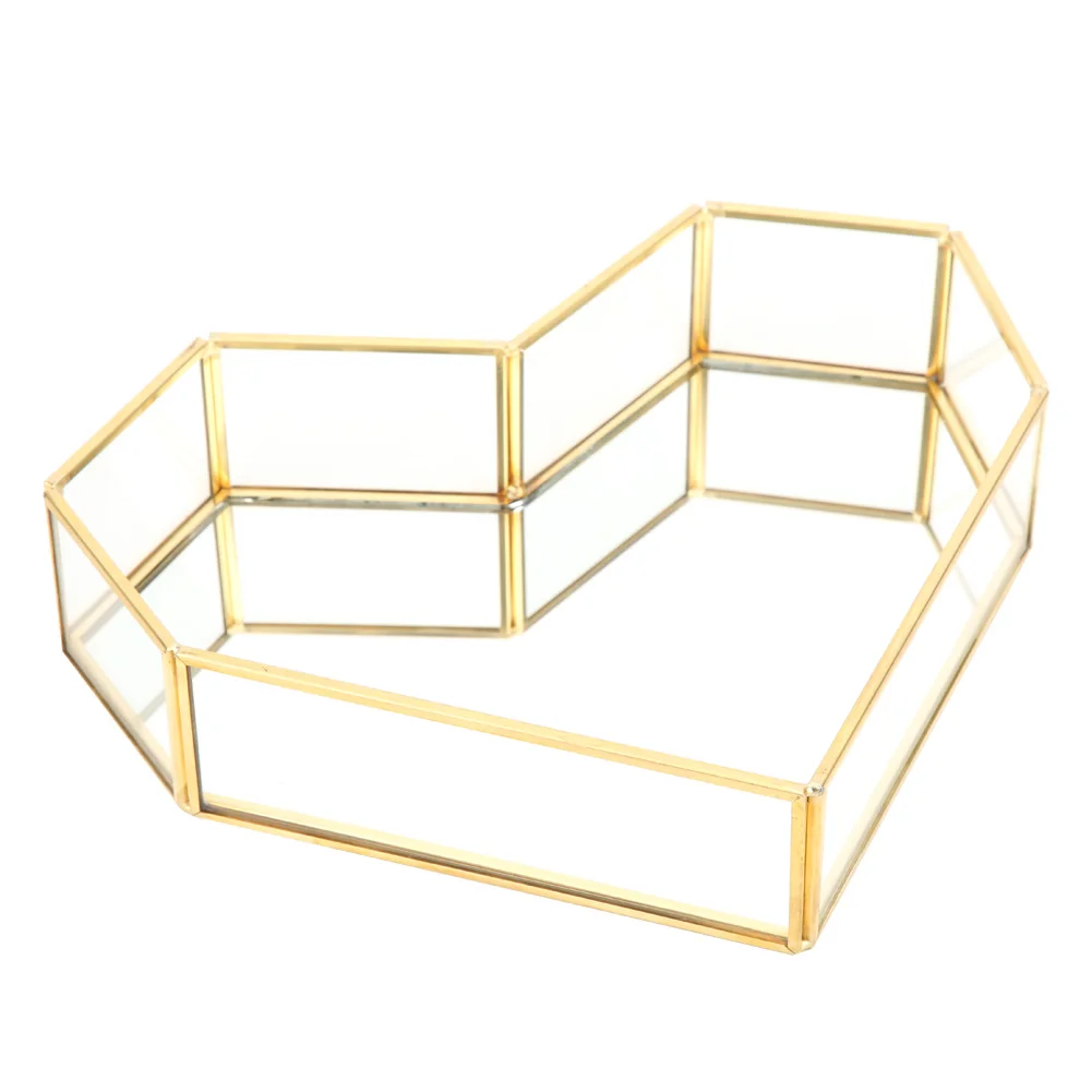 

Heart Shape Mirror Surface Bottom Geometric Glass Planter Cosmetic Storage Dessert Display Tray mirror mirror mirror mirror