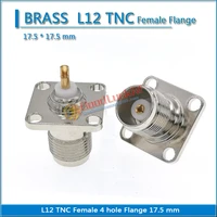 1x pcs l12 tnc female plug 4 hole flange panel mount solder cup 17 5 17 5mm nickel brass rf coaxial adapters