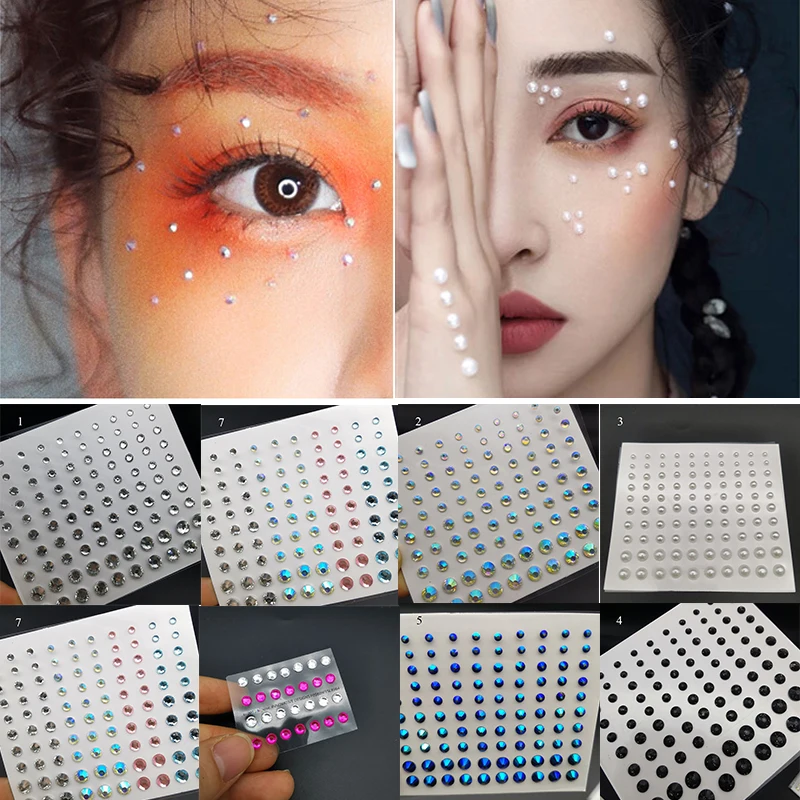 

Face Jewels Diamond Makeup Art Eyeliner Glitter Face Jewelry Sticker Temporary Tattoo Party Body Makeup Tools Rhinestones