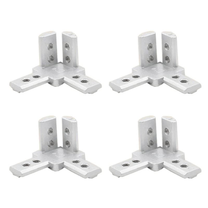 

2020 3030 4040 3-Way End Corner Bracket Connectors Zinc Alloy Corner Bracket Connectors 3-way Profile Connector Set