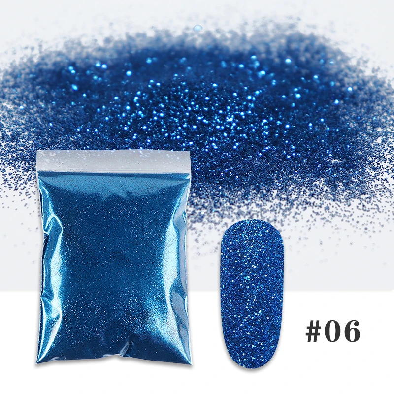 50g 0.2mm Colorful Nail Glitter Bulk Fine Powder Shiny Sky Blue Chrome Pigment Dust For Manicure UV Polish DIY Nail Decorations
