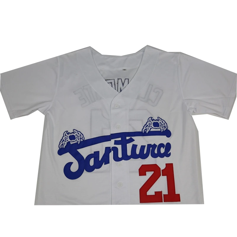 BG baseball jerseys Santurce Crabbers 21 Clemente jersey Outdoor sportswear Embroidery sewing white Hip-hop Street culture