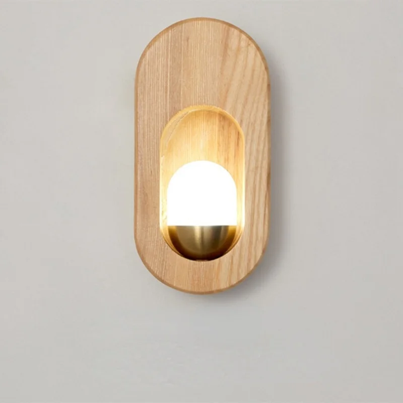 

Настенный светильник, прикроватный светодиодный современный скандинавский светильник из твердой древесины в японском стиле для гостиной, ...