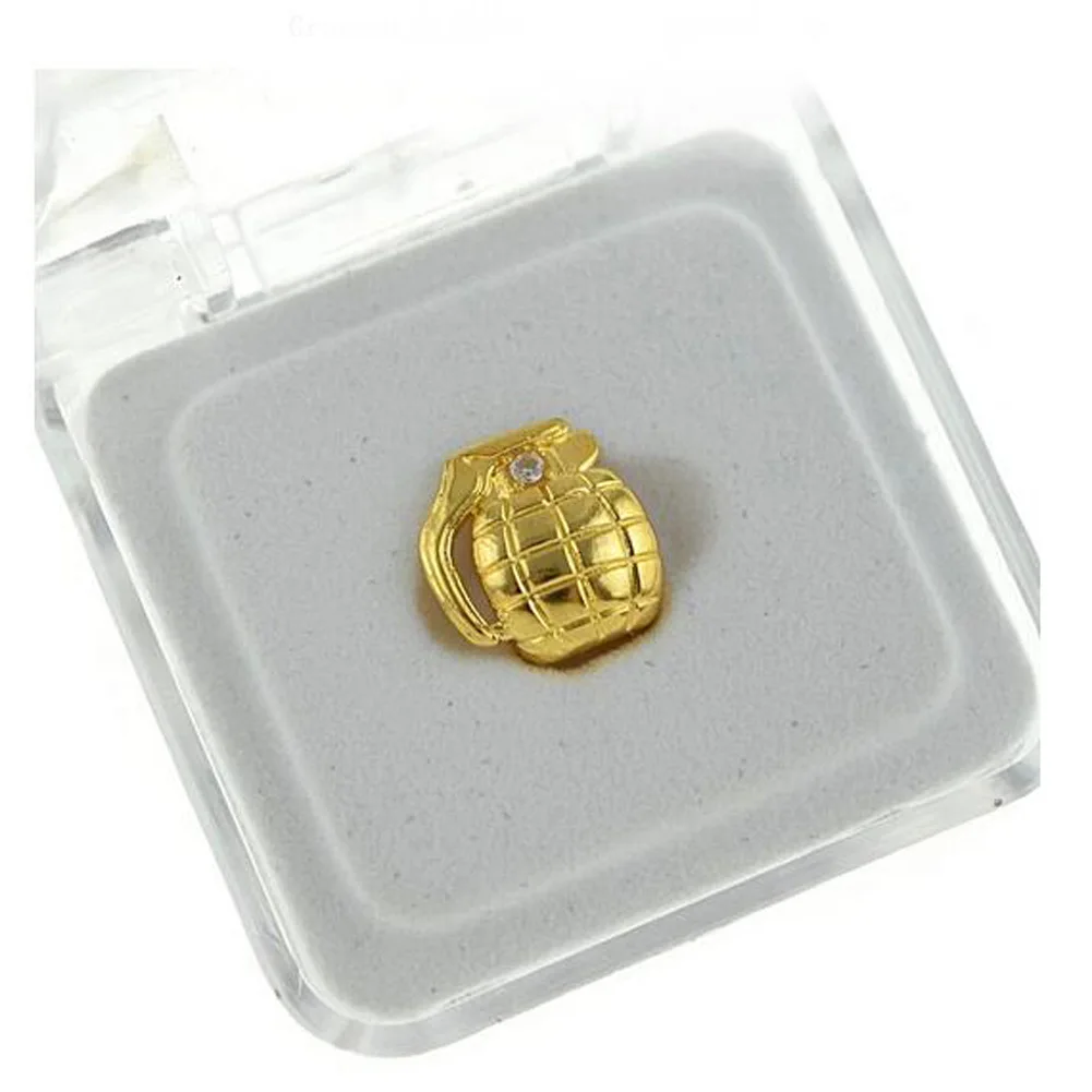 Граната Золотая Посеребренная хип-хоп гриль для зубов мужские и женские верхние