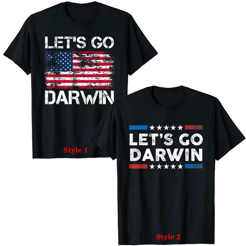 Let's Go Darwin Флаг США Винтажная Футболка патриотическая футболка топы мужская одежда индивидуальные продукты