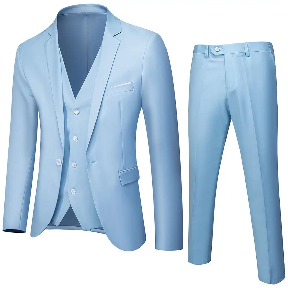 

Boutique S-6XL (Blazer+Vest-Pants) Fashion Business Elegant 15 Colors Optional Casual Italian Style Men's Formal 3-piece Set