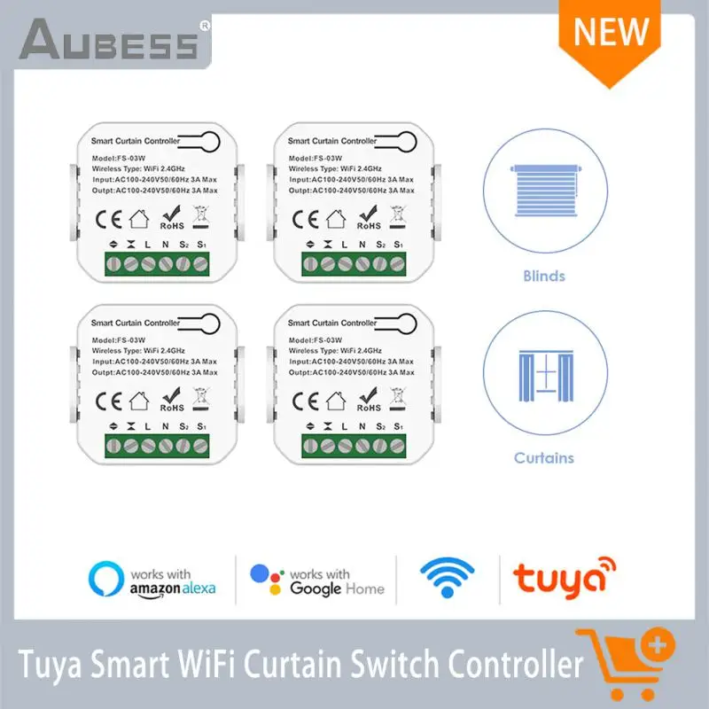 

Tuya Smart WiFi Curtain Switch Voice Dimmer Curtain Controller For Roller Shutter Blind Motor SmartLife App Remote Control Alexa