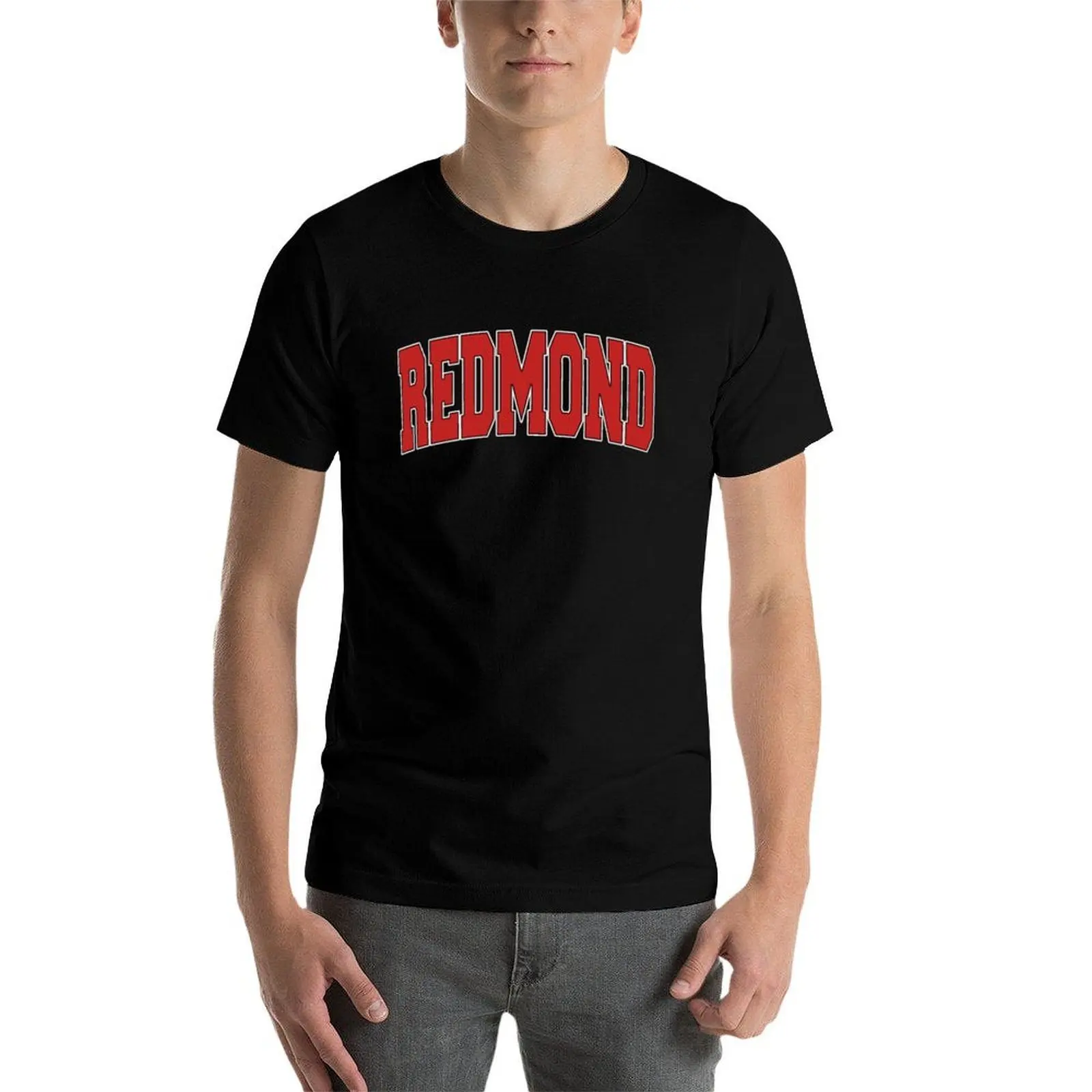 Фото Футболка в винтажном спортивном стиле REDMOND WA WASHINGTON USA, базовая однотонная футболка для весны и лета №4